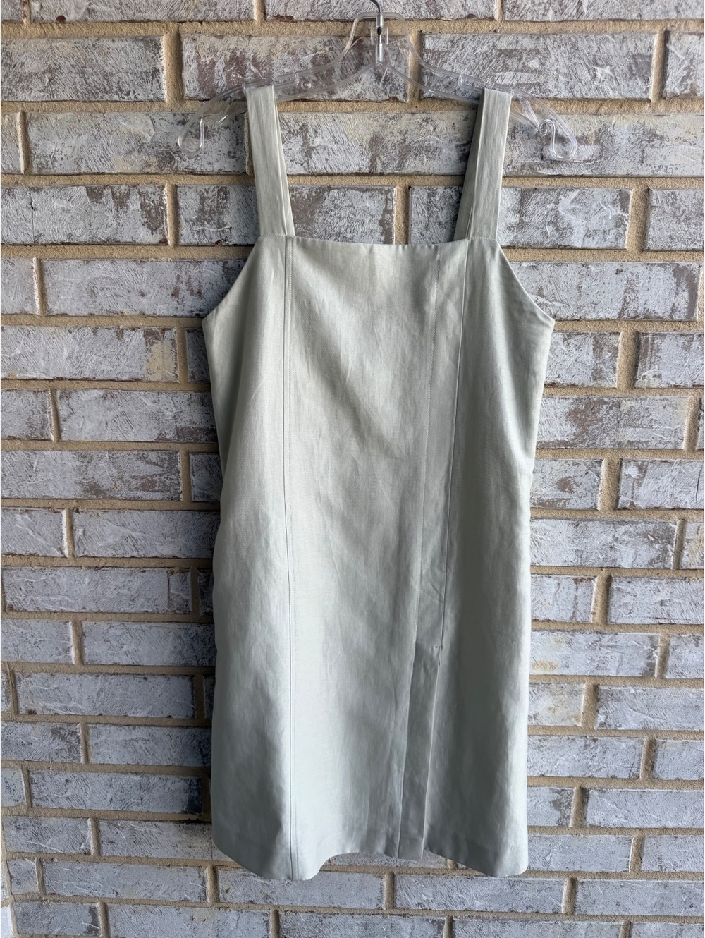 Filippa K NWT Linen Blend Square Neck Sage Green Mini Dress Size 36 (US 2)